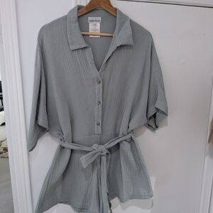 Short V Neck Cotton Romper